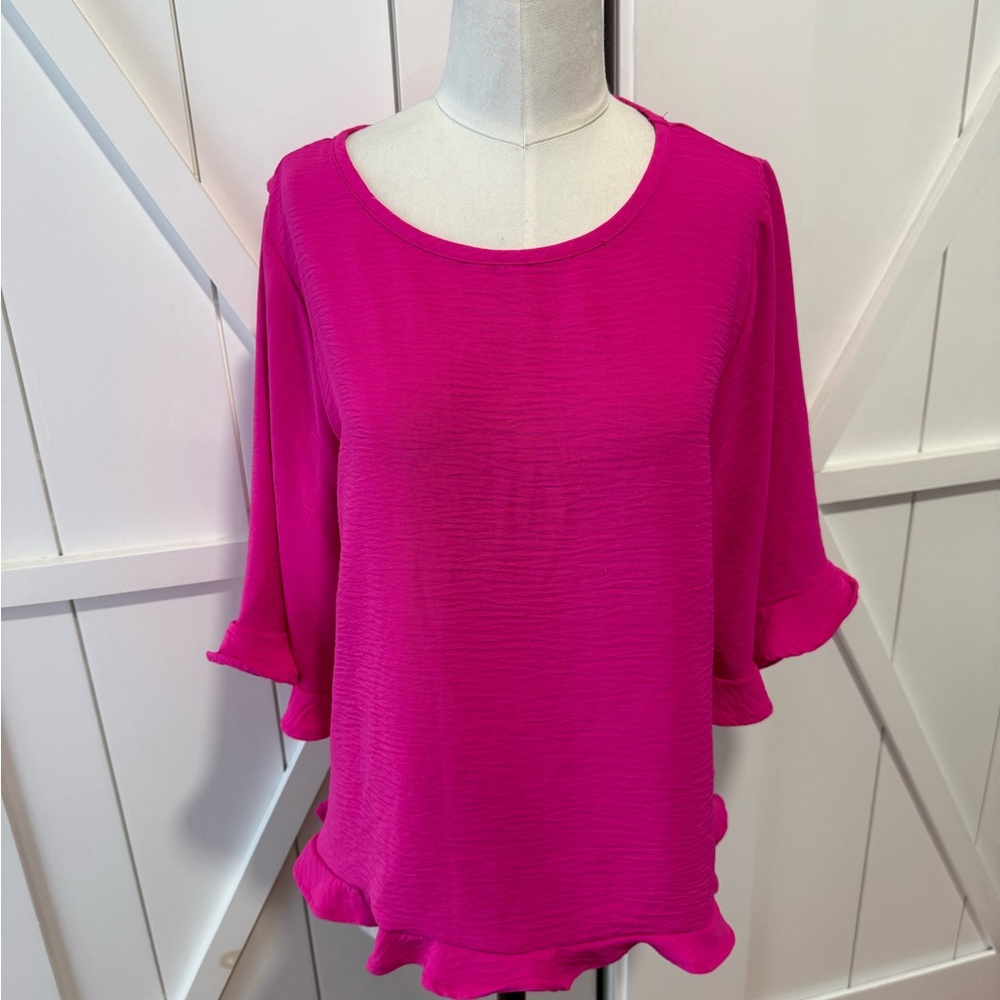 MTS Fuchsia Blouse with Flowy Sleeves